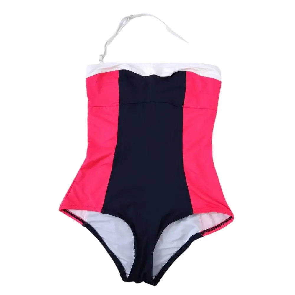 Kate Spade Colorblock One Piece Swimsuit Medium Red Black, Pinup Bathing Suit